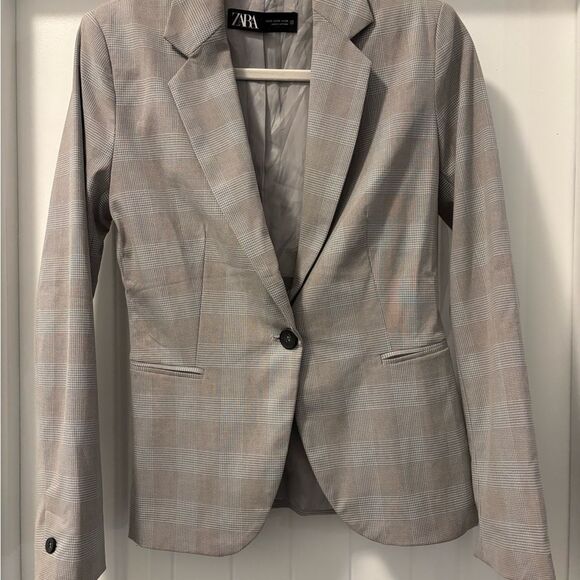 Zara Women’s Blazer with Classic Check Pattern Size 4 - Picture 2 of 7